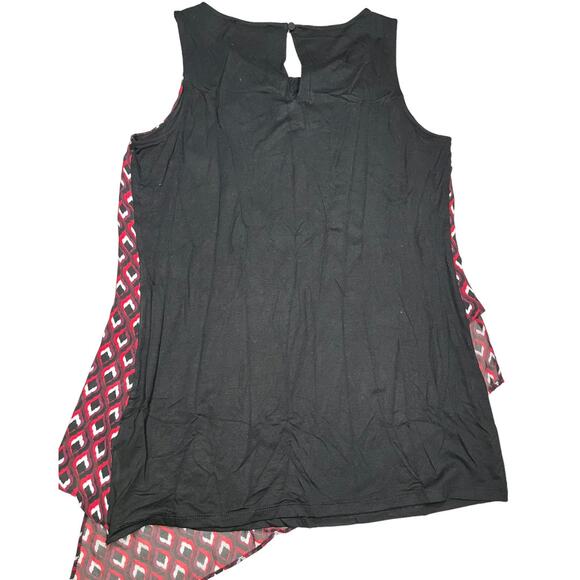 White House Black Market red black pattern sleeveless tiered top Small - Picture 2 of 4